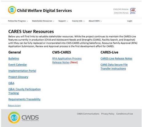 Updates to the CWDS Website - UPDATES | Child Welfare Digital Services